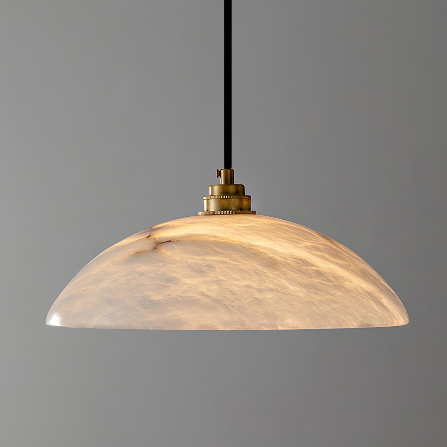 Stylish Dome Pendant Light – Brass Fixture with Alabaster Shade