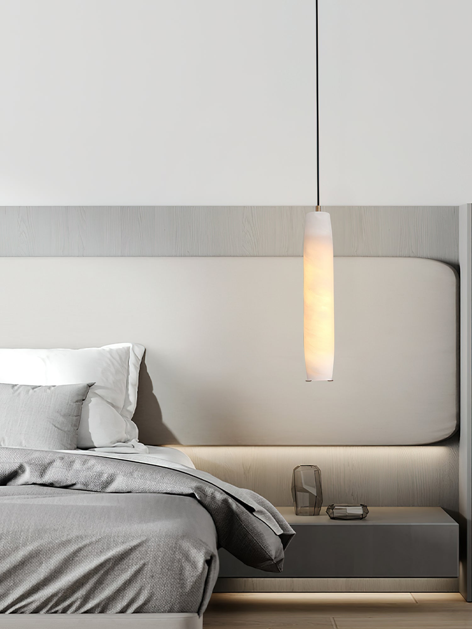 Minimalist Alabaster Pendant Lamp – Flute Style Ceiling Light