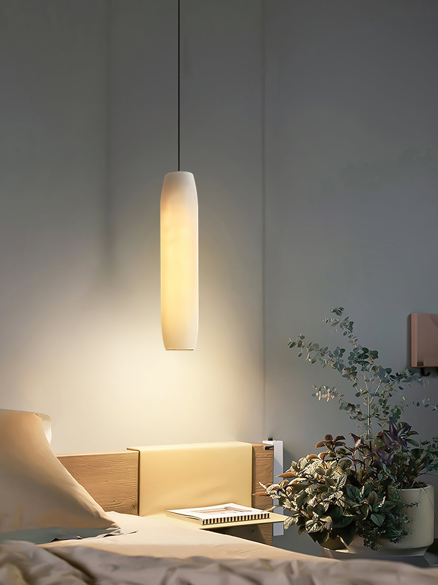 Minimalist Alabaster Pendant Lamp – Flute Style Ceiling Light