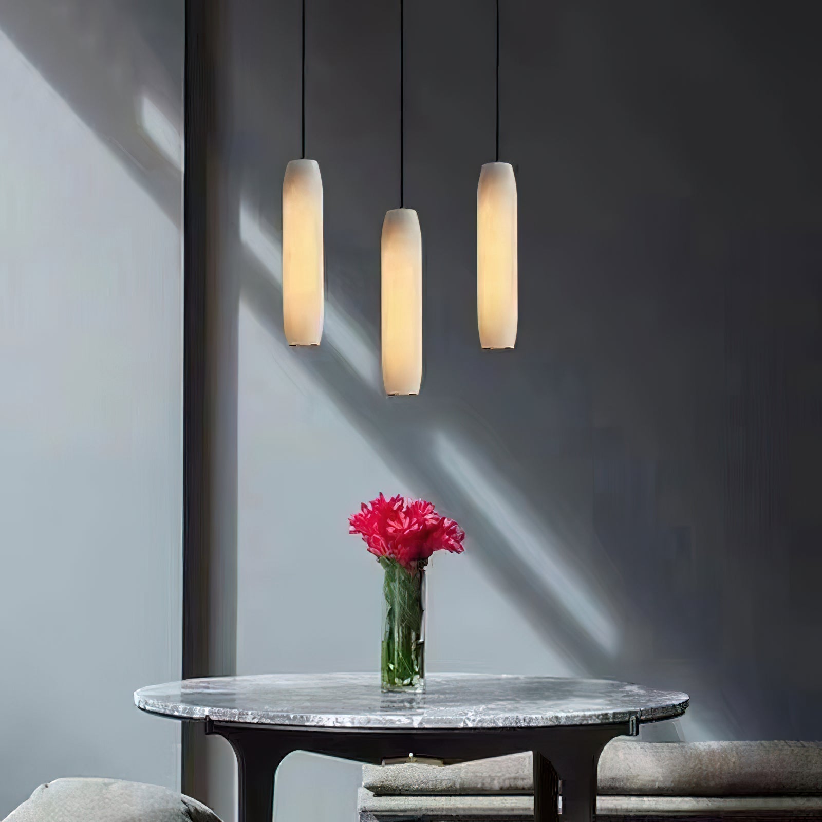 Minimalist Alabaster Pendant Lamp – Flute Style Ceiling Light