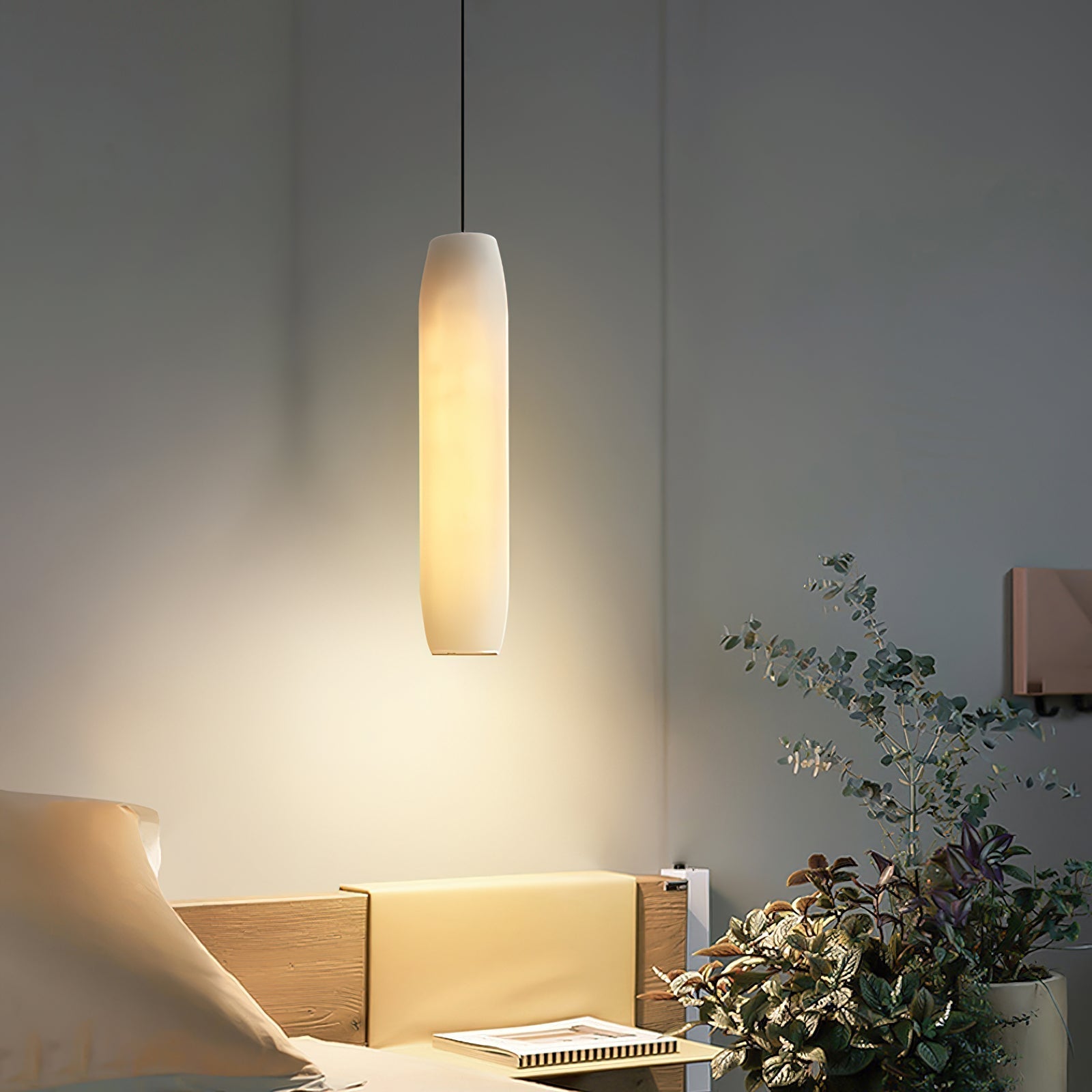 Minimalist Alabaster Pendant Lamp – Flute Style Ceiling Light