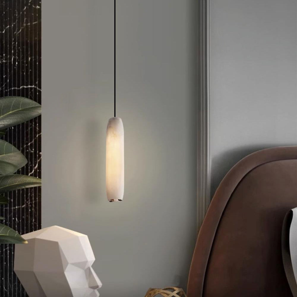 Minimalist Alabaster Pendant Lamp – Flute Style Ceiling Light