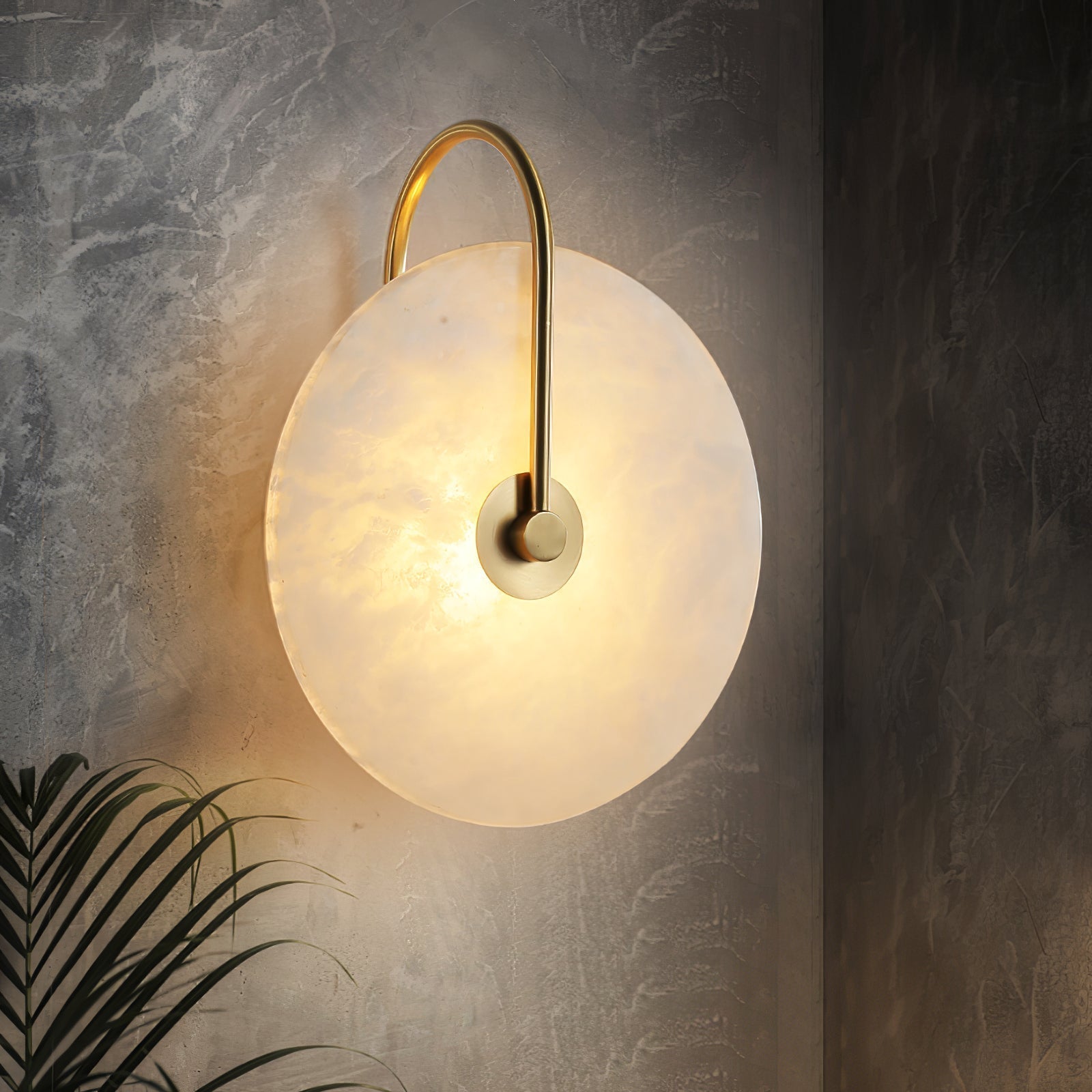 Round Alabaster LED Wall Light – Modern Circular Fixture