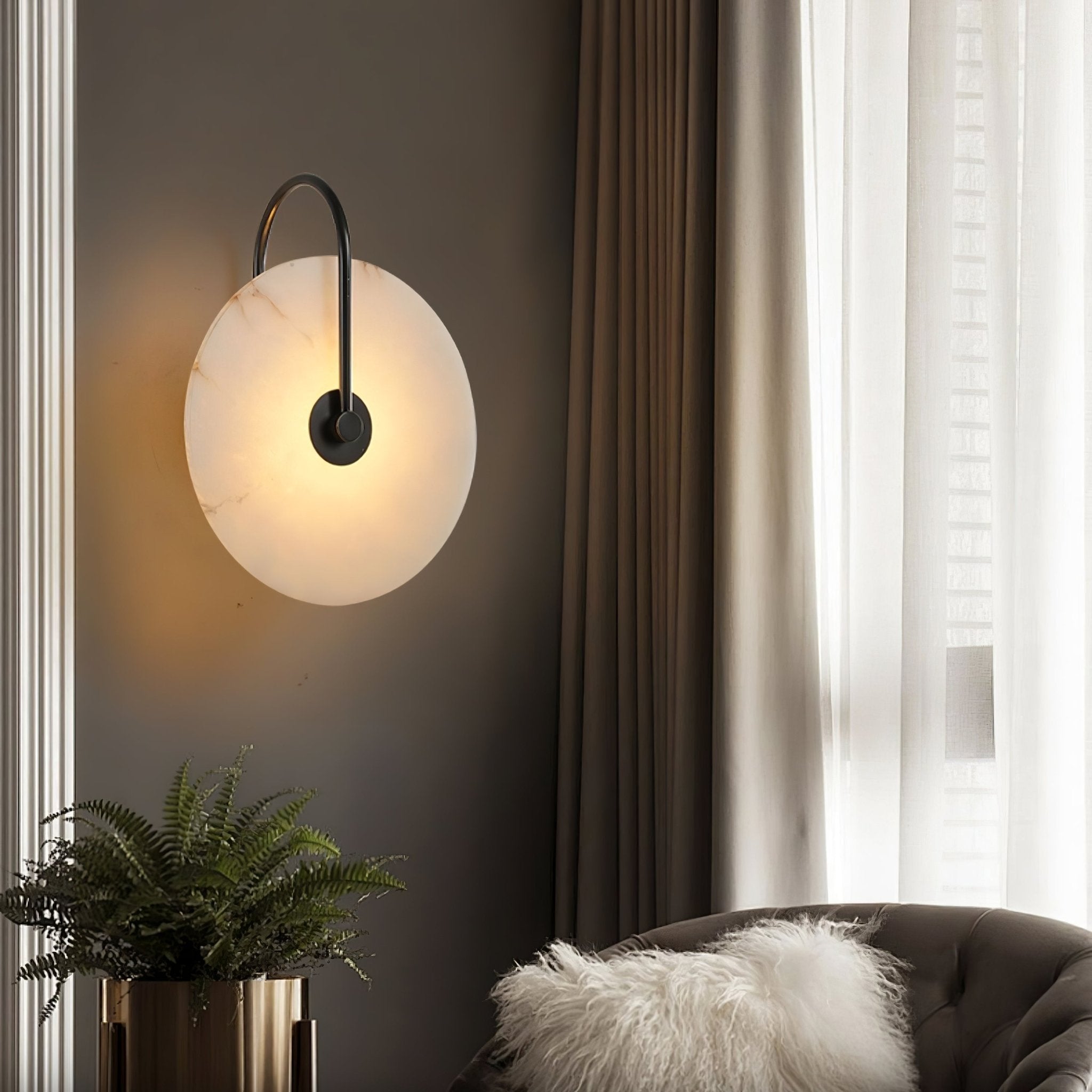 Round Alabaster LED Wall Light – Modern Circular Fixture