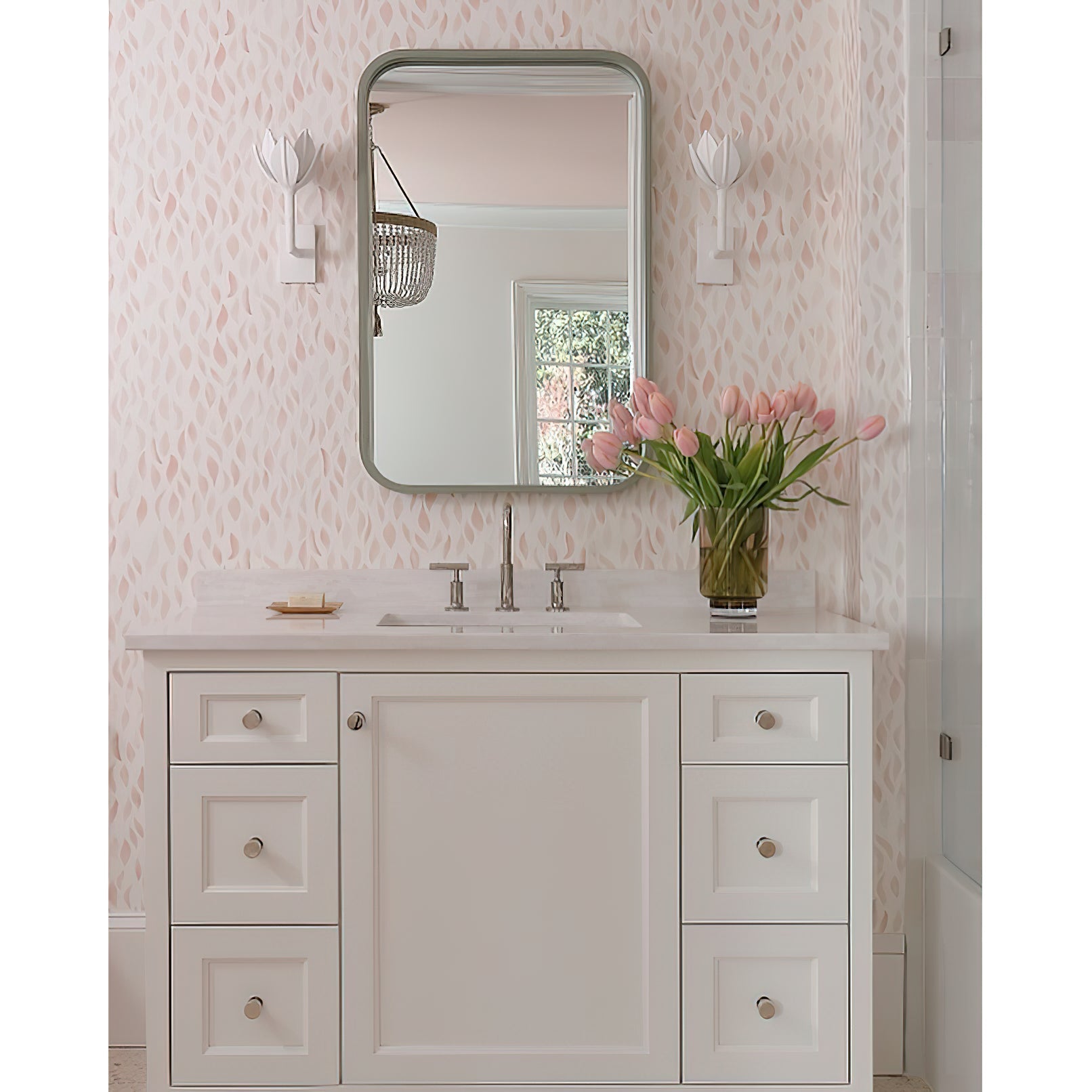 Floral Wall Sconce with Plaster Finish – Brass Accent Decorative Wall Light