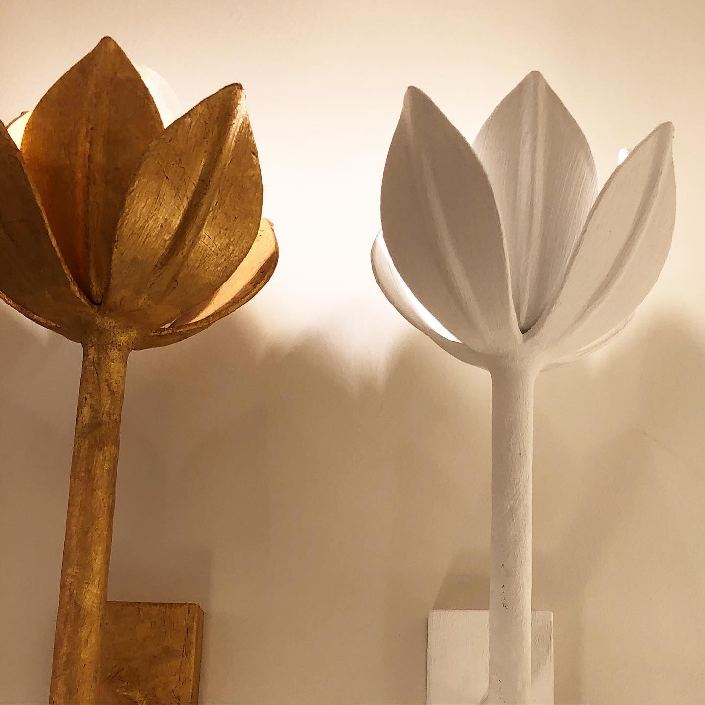 Floral Wall Sconce with Plaster Finish – Brass Accent Decorative Wall Light