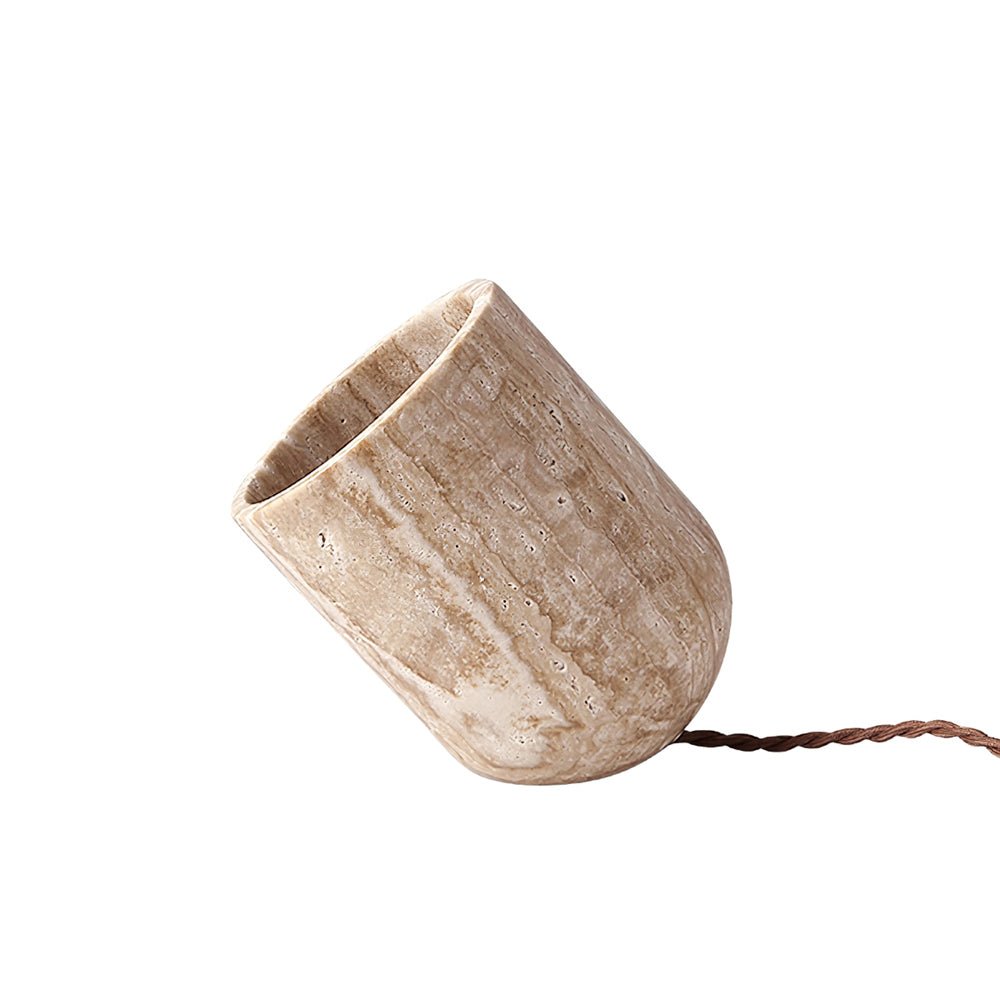Modern Indoor Desk Lamp – Yellow Travertine Base & Shade