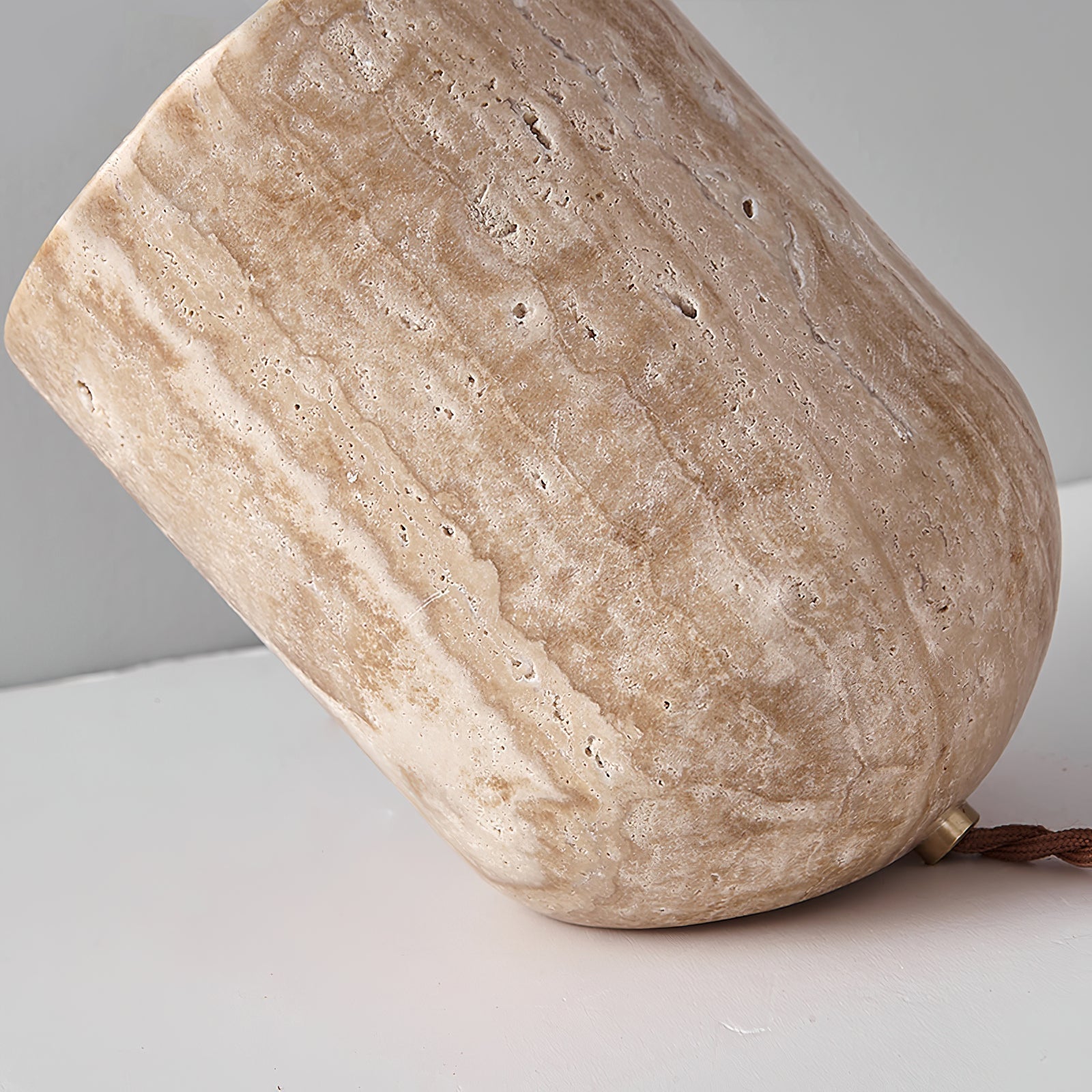 Modern Indoor Desk Lamp – Yellow Travertine Base & Shade