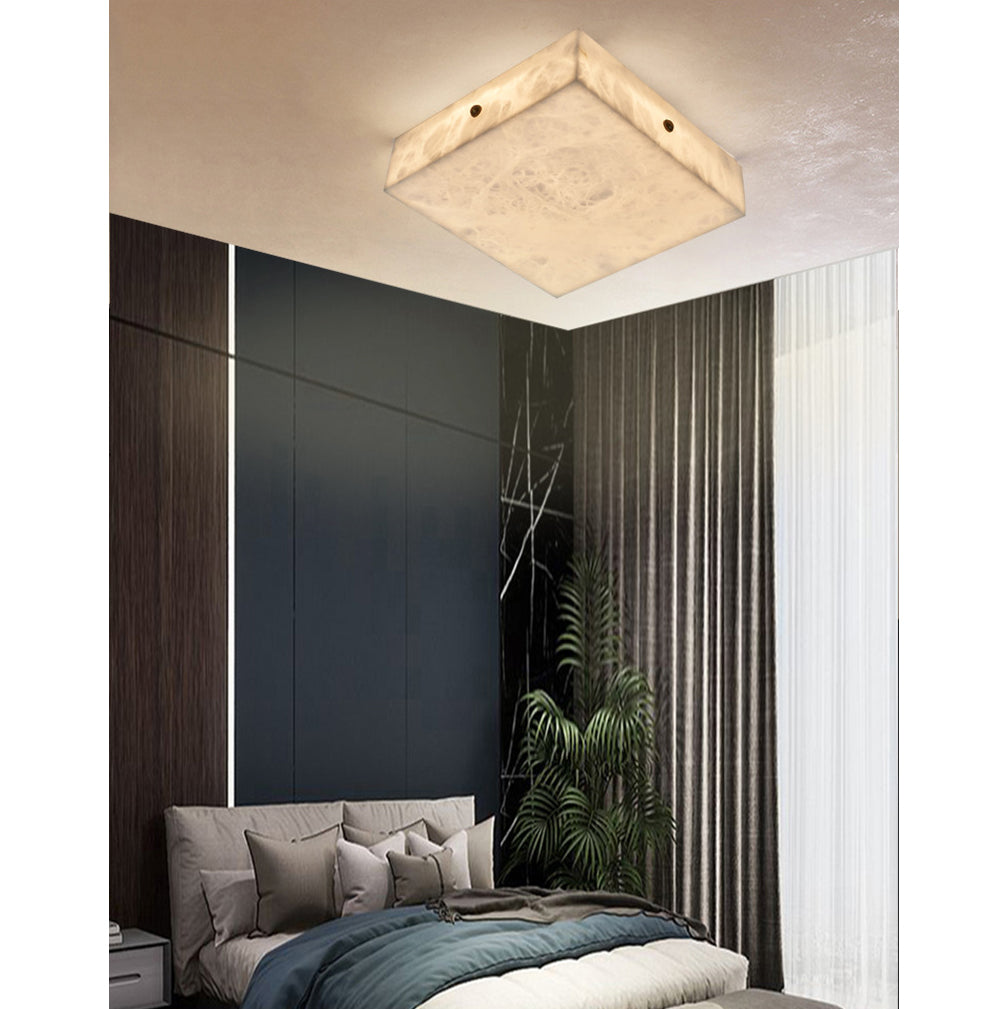 White Alabaster Ceiling Light – Snowflake Design with Integrated LED