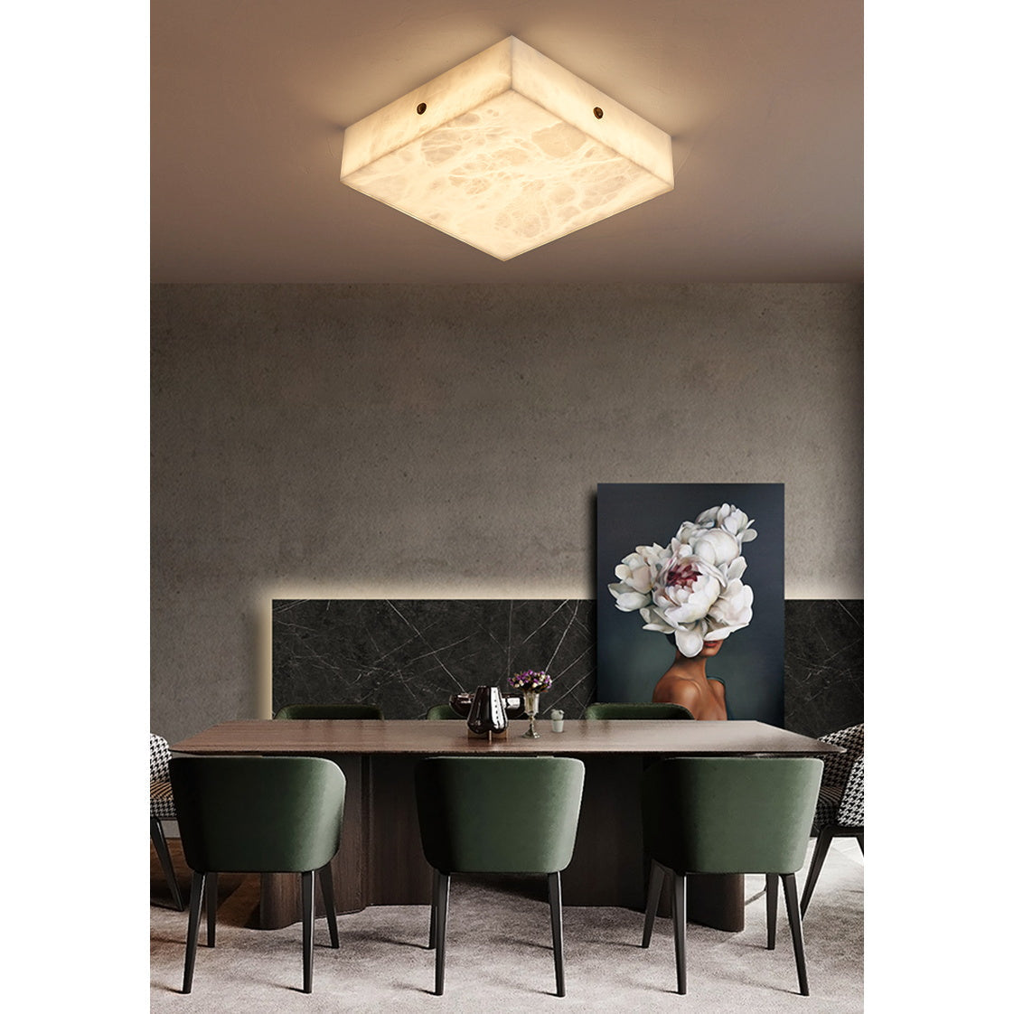White Alabaster Ceiling Light – Snowflake Design with Integrated LED