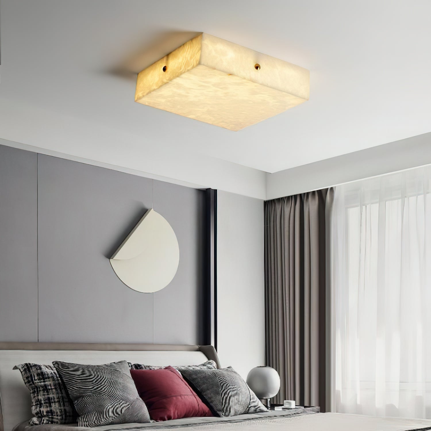 White Alabaster Ceiling Light – Snowflake Design with Integrated LED