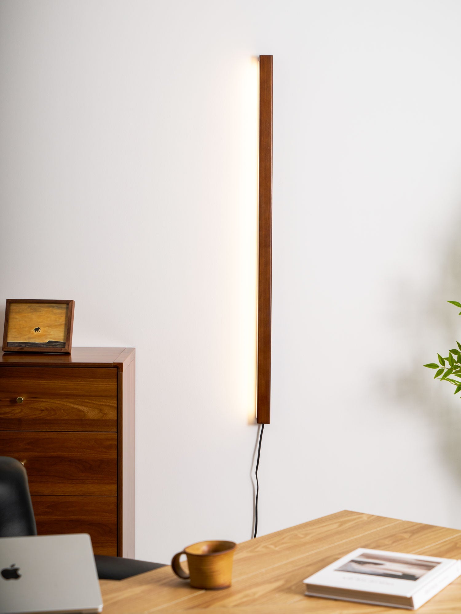 Linear Wood LED Wall Sconce - Walnut & Pine Finish Indoor Lamp