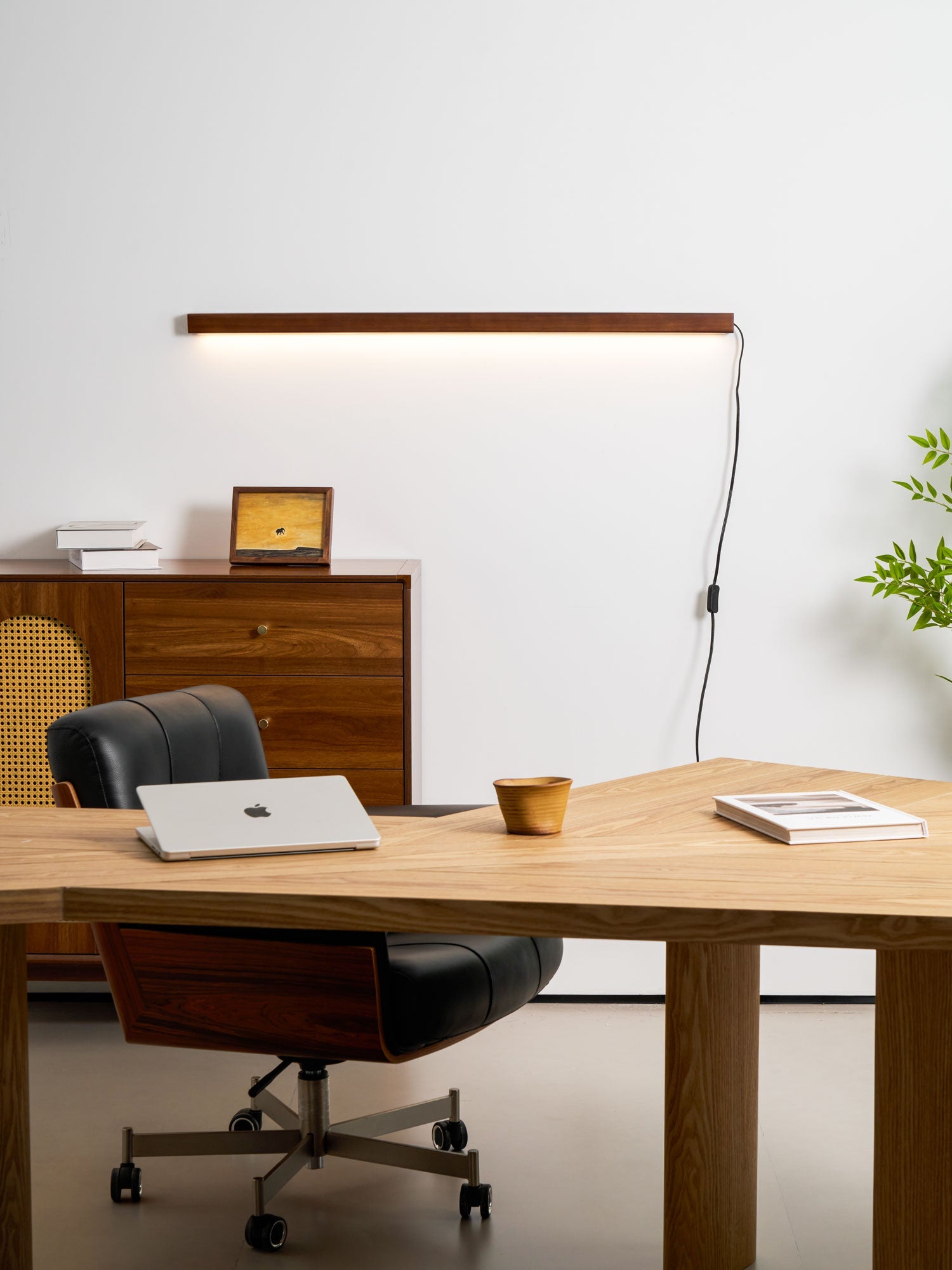 Linear Wood LED Wall Sconce - Walnut & Pine Finish Indoor Lamp