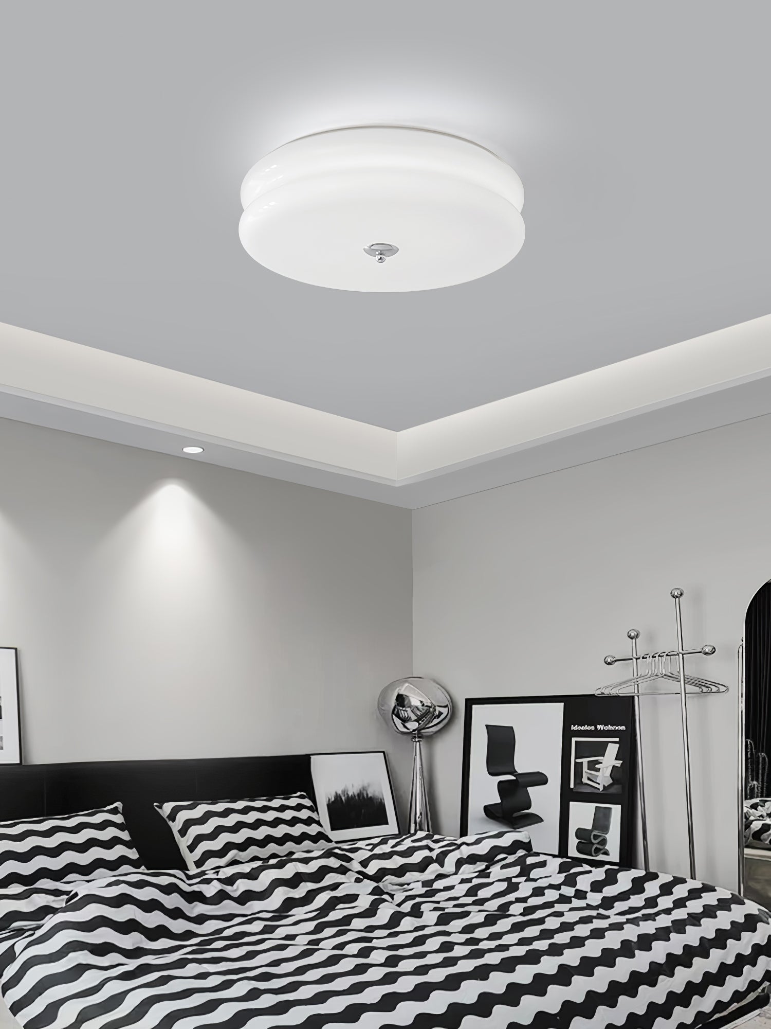 Brass & Cream Glass Semi Flush Ceiling Lamp | Retro Lighting