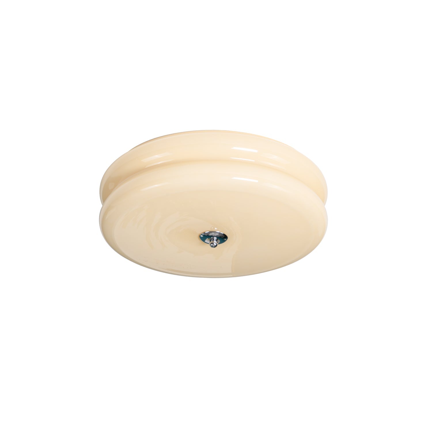 Brass & Cream Glass Semi Flush Ceiling Lamp | Retro Lighting