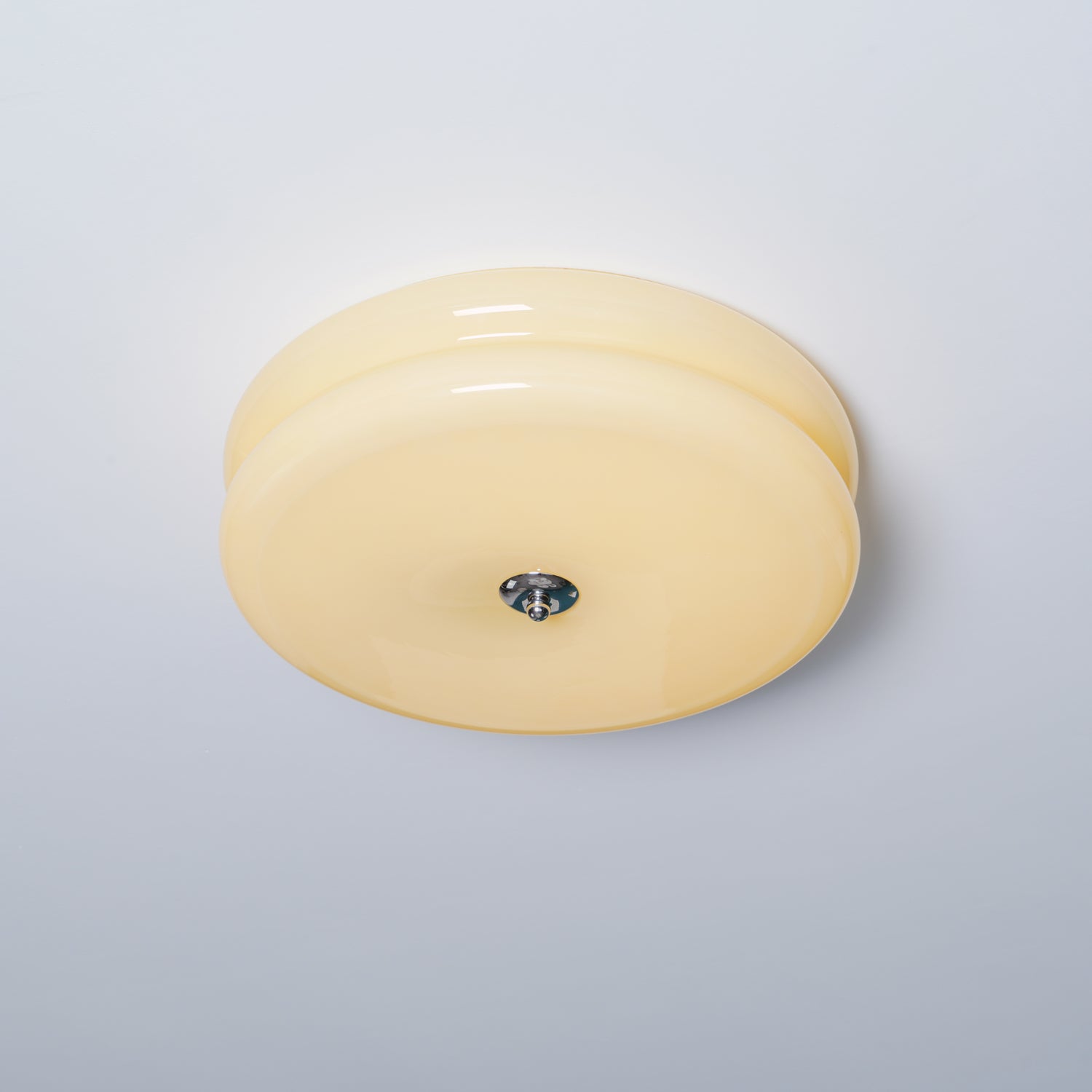Brass & Cream Glass Semi Flush Ceiling Lamp | Retro Lighting