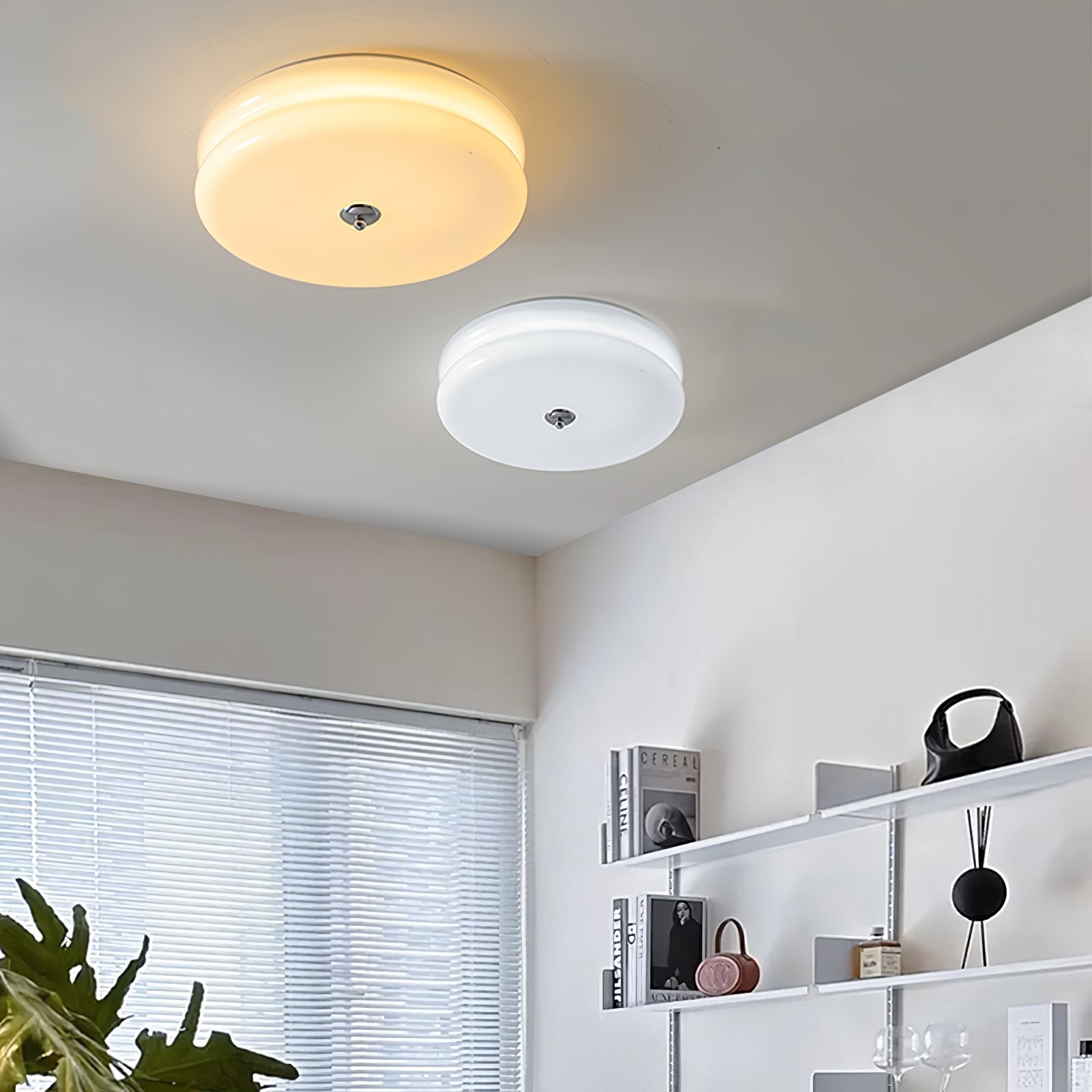 Brass & Cream Glass Semi Flush Ceiling Lamp | Retro Lighting