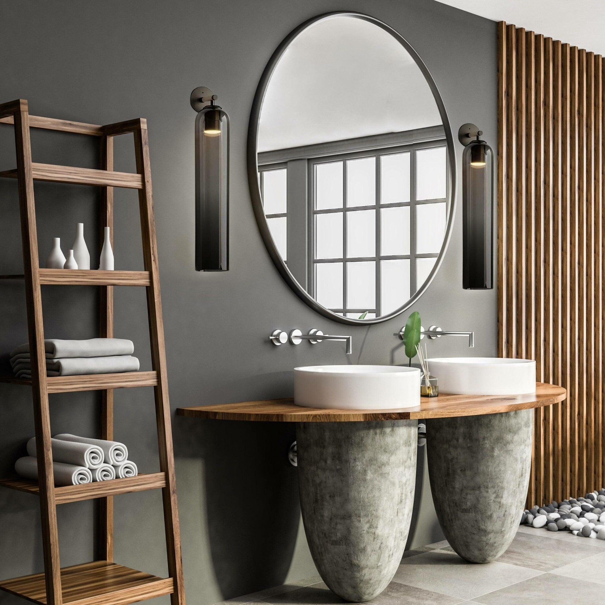 Modern Cylindrical Wall Lamp – Glass & Metal Fixture