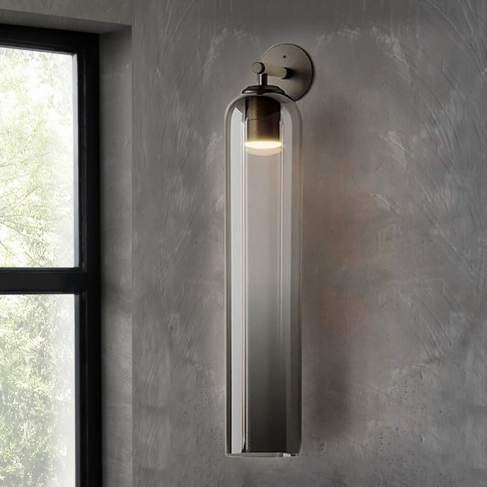 Modern Cylindrical Wall Lamp – Glass & Metal Fixture