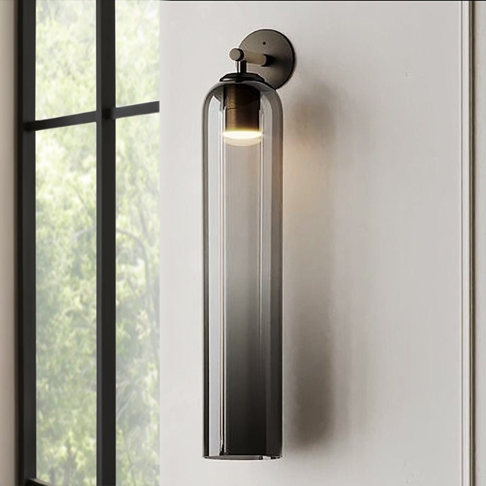 Modern Cylindrical Wall Lamp – Glass & Metal Fixture