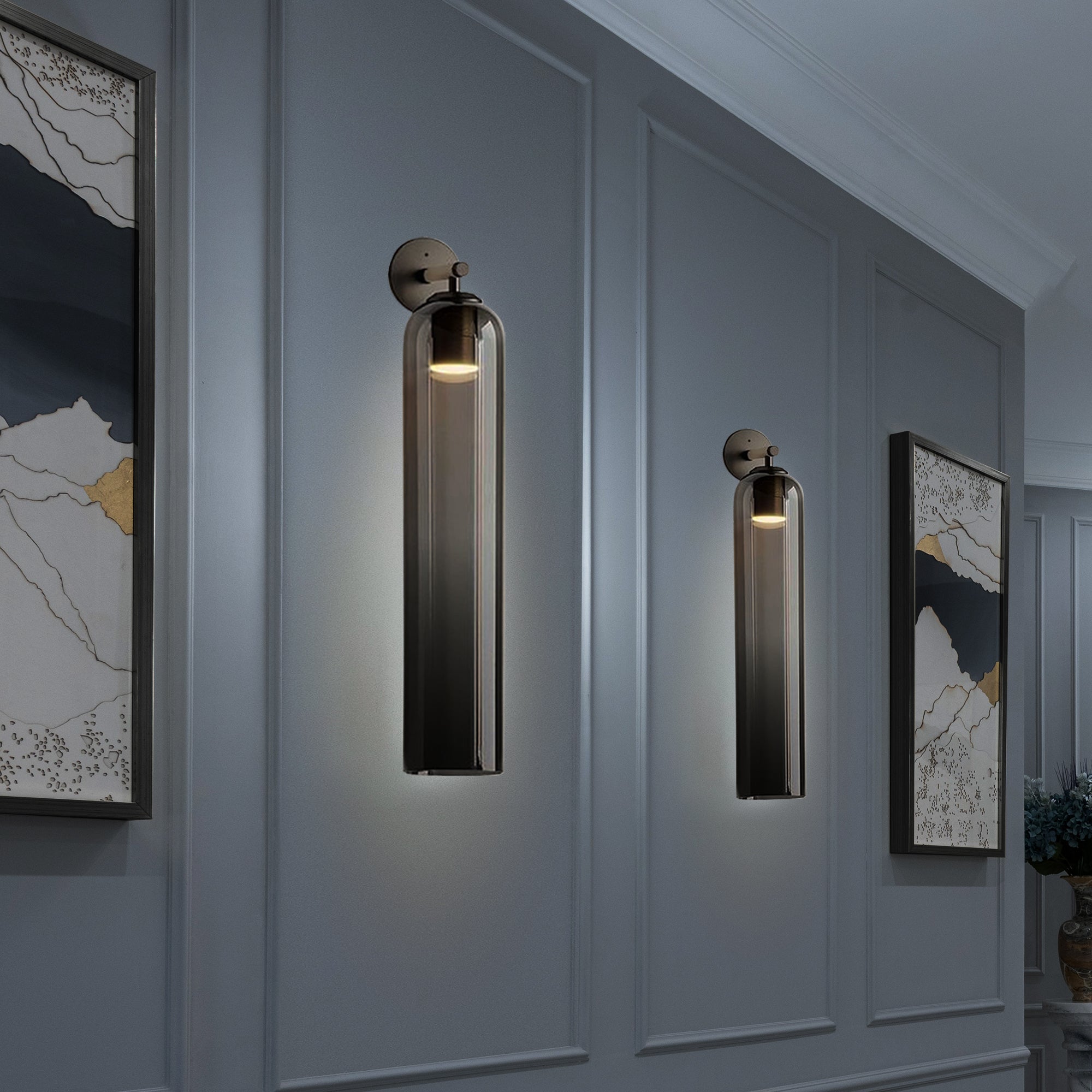 Modern Cylindrical Wall Lamp – Glass & Metal Fixture