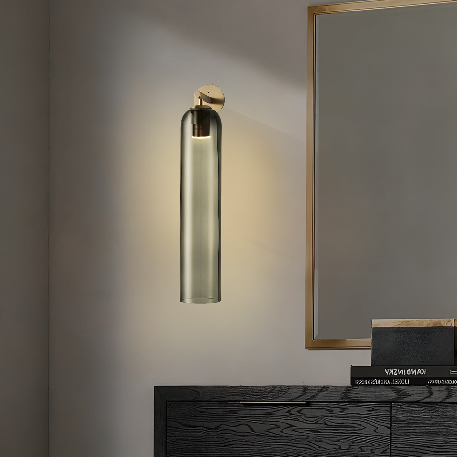 Modern Cylindrical Wall Lamp – Glass & Metal Fixture