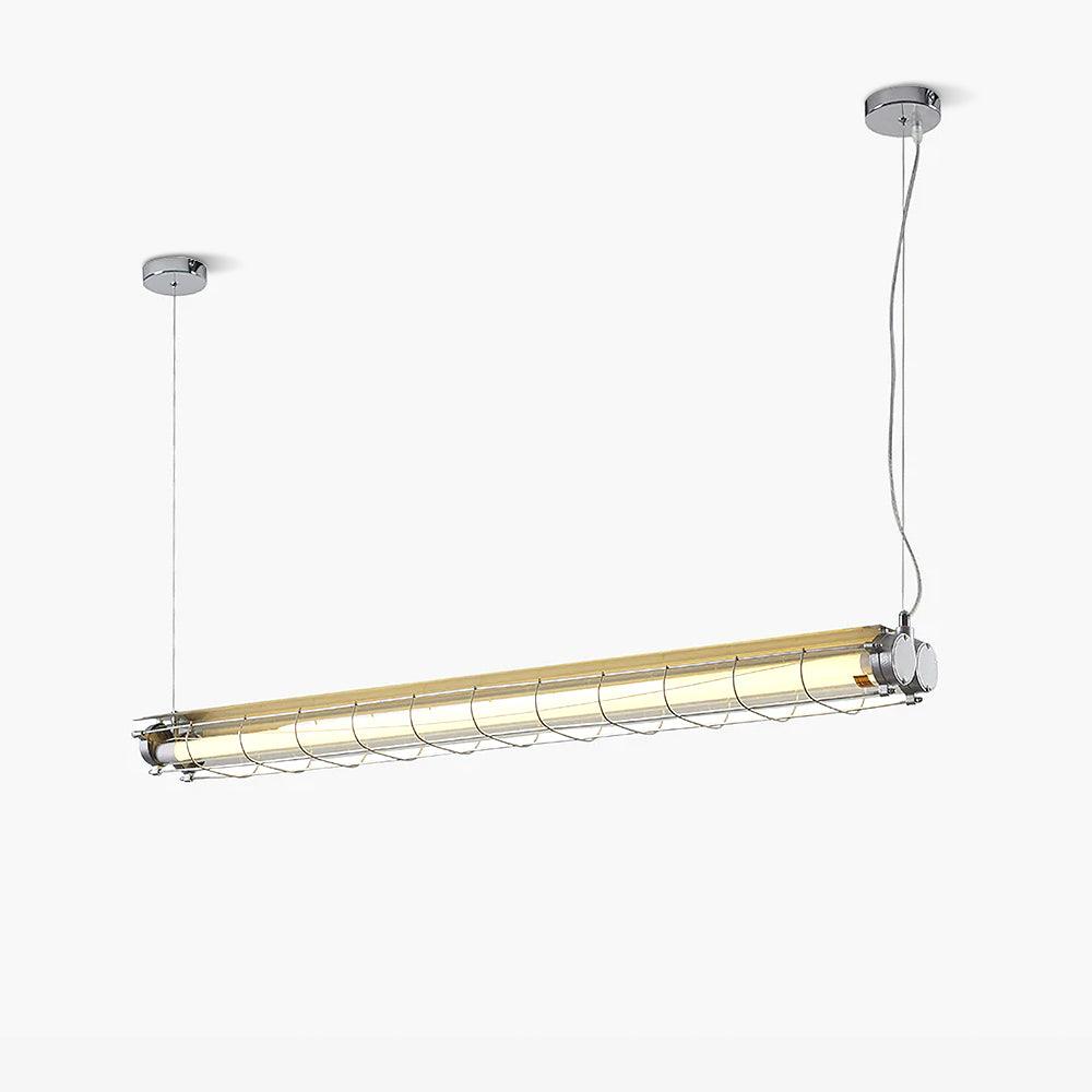 Modern Linear LED Ceiling Light – Polished Metal & Glass Finish
