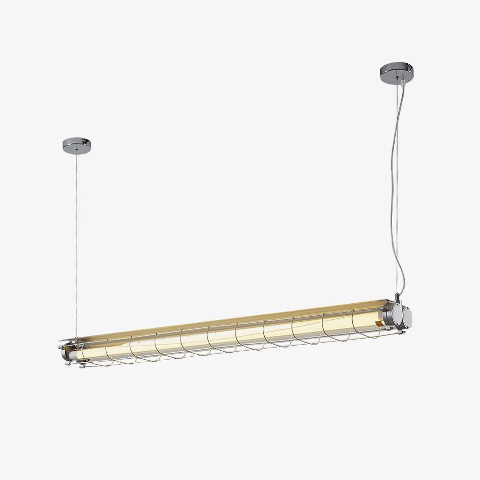 Modern Linear LED Ceiling Light – Polished Metal & Glass Finish