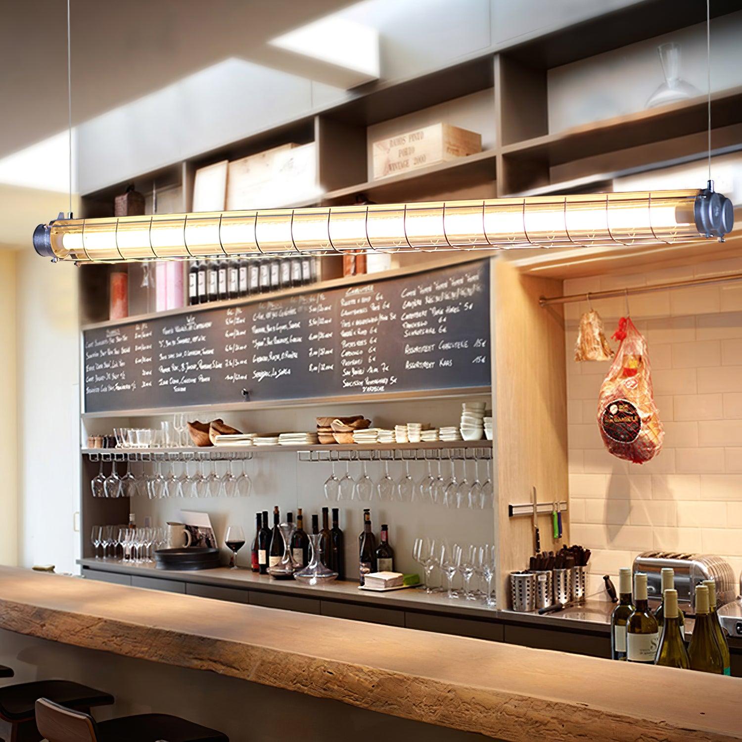 Modern Linear LED Ceiling Light – Polished Metal & Glass Finish