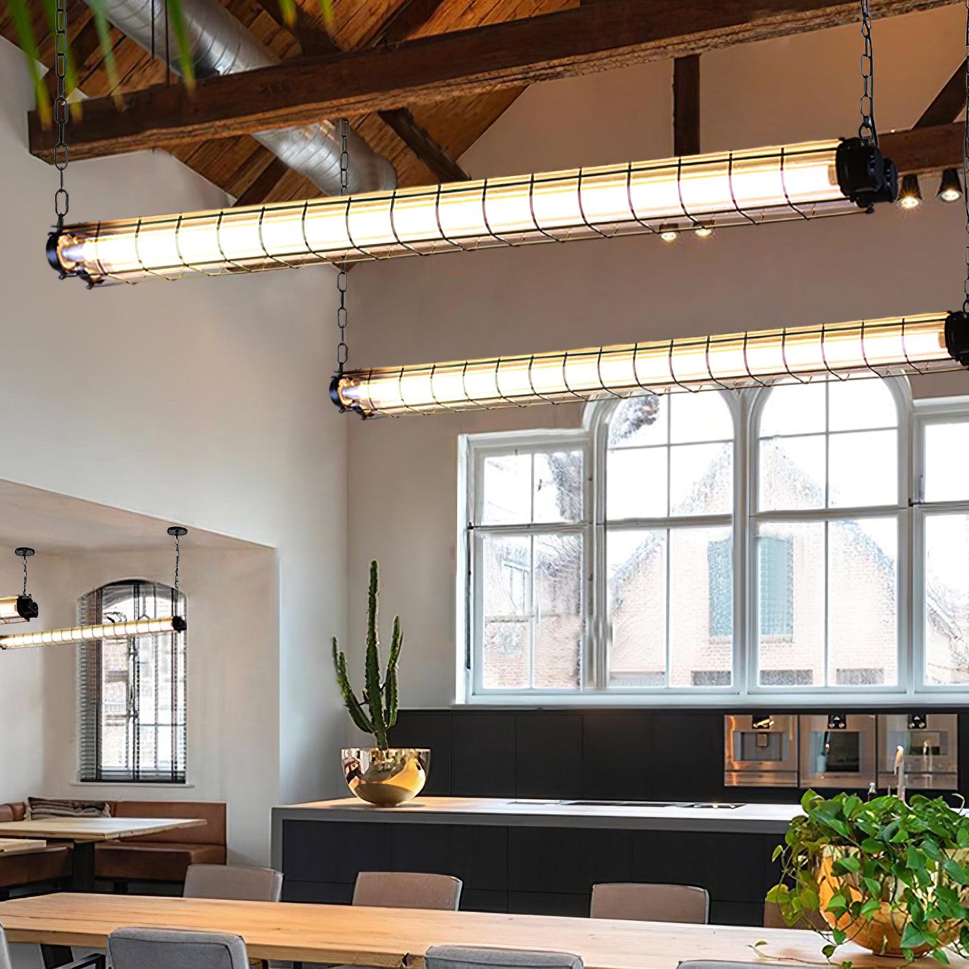 Modern Linear LED Ceiling Light – Polished Metal & Glass Finish