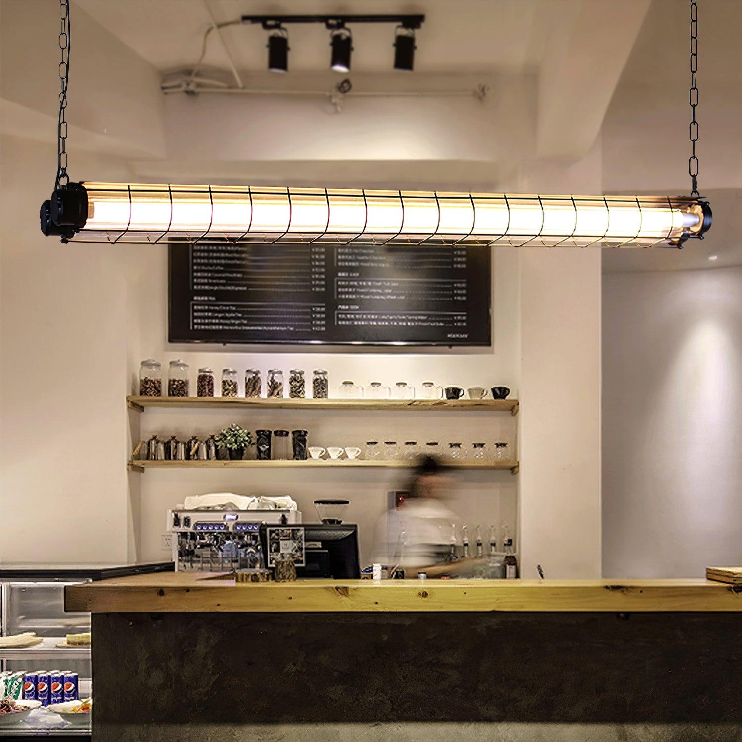 Modern Linear LED Ceiling Light – Polished Metal & Glass Finish