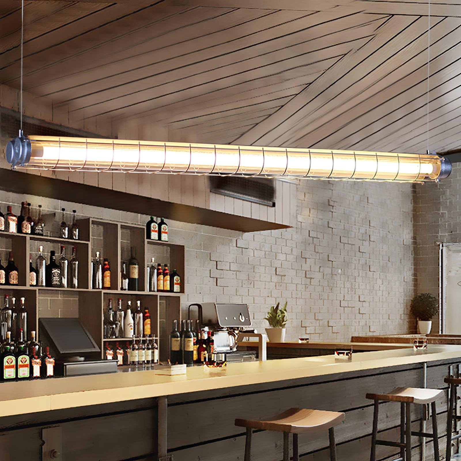 Modern Linear LED Ceiling Light – Polished Metal & Glass Finish