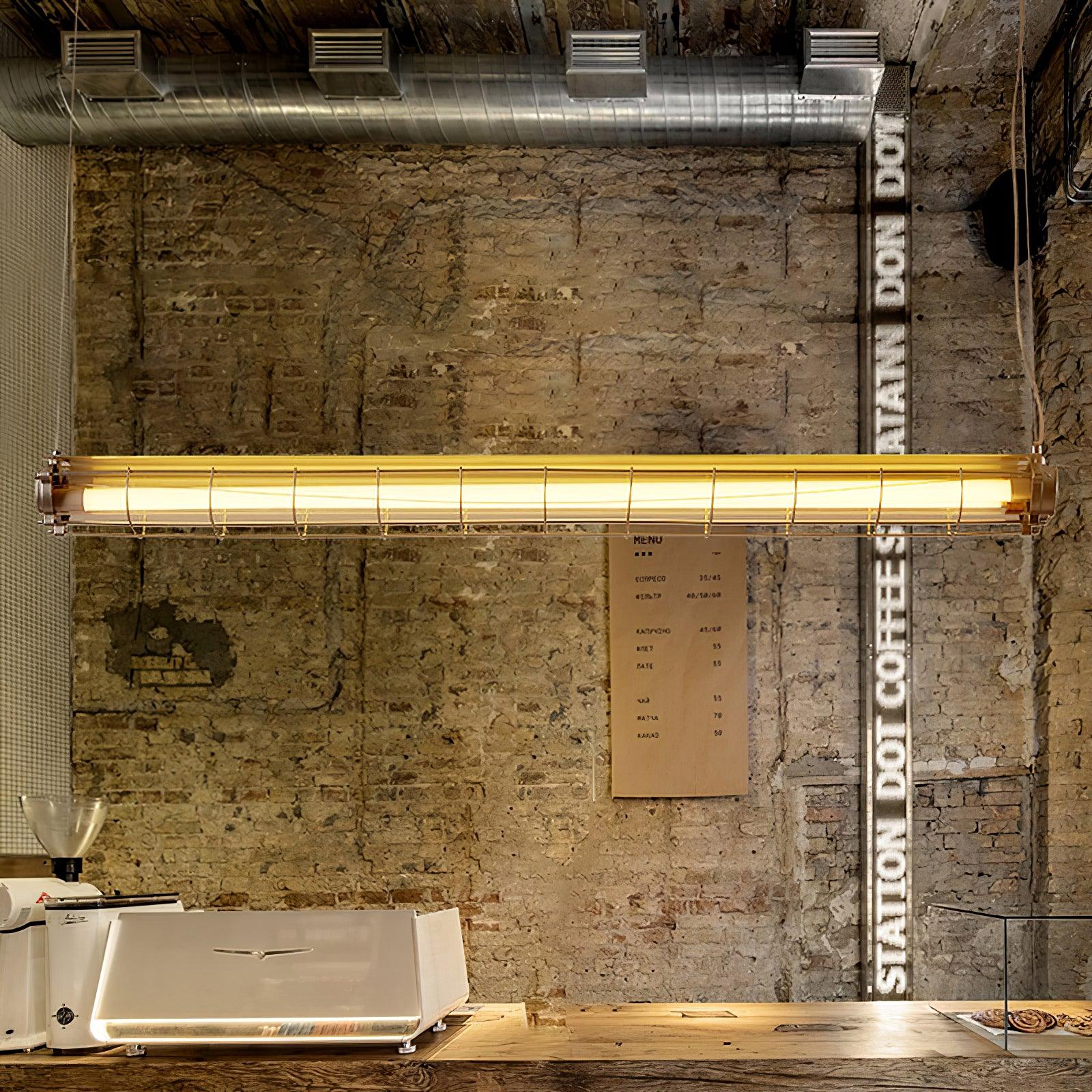 Modern Linear LED Ceiling Light – Polished Metal & Glass Finish