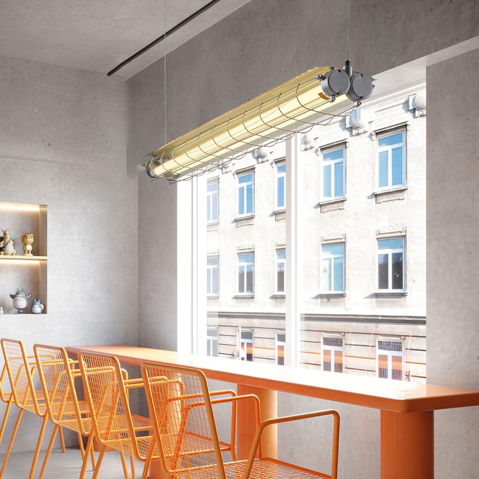 Modern Linear LED Ceiling Light – Polished Metal & Glass Finish