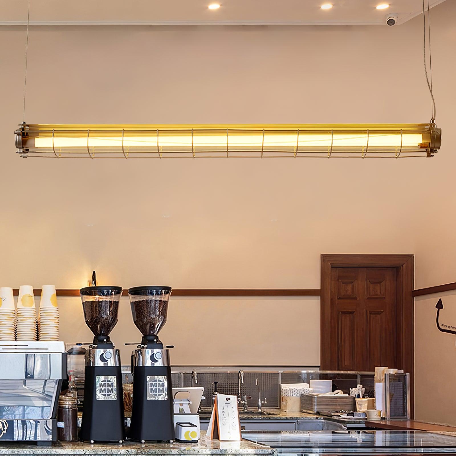 Modern Linear LED Ceiling Light – Polished Metal & Glass Finish