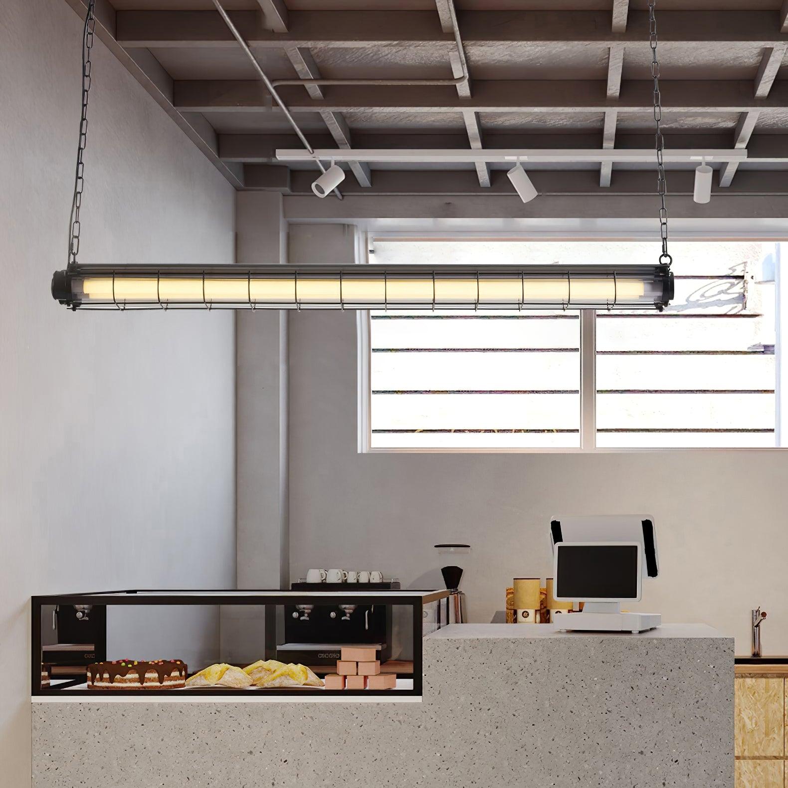 Modern Linear LED Ceiling Light – Polished Metal & Glass Finish