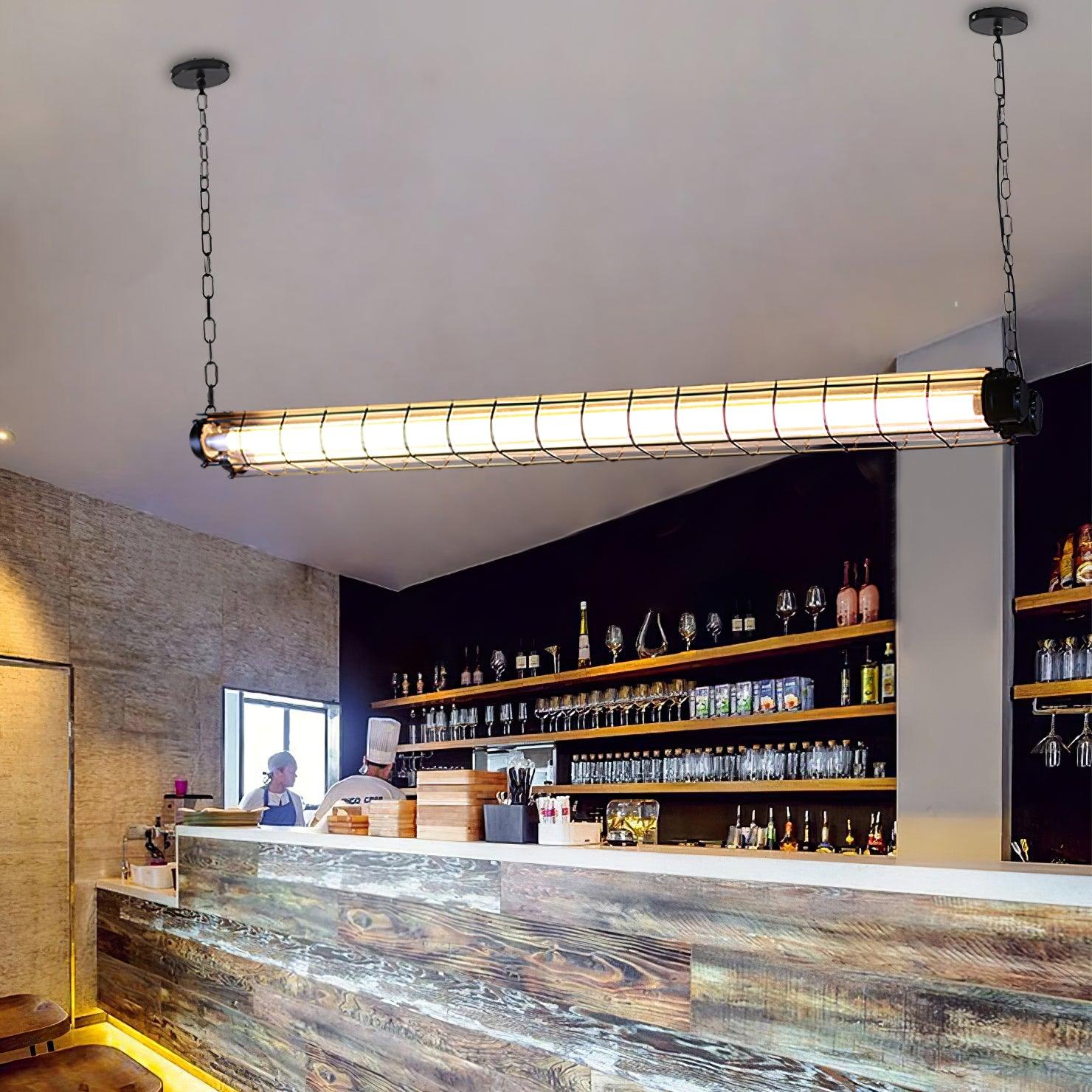 Modern Linear LED Ceiling Light – Polished Metal & Glass Finish