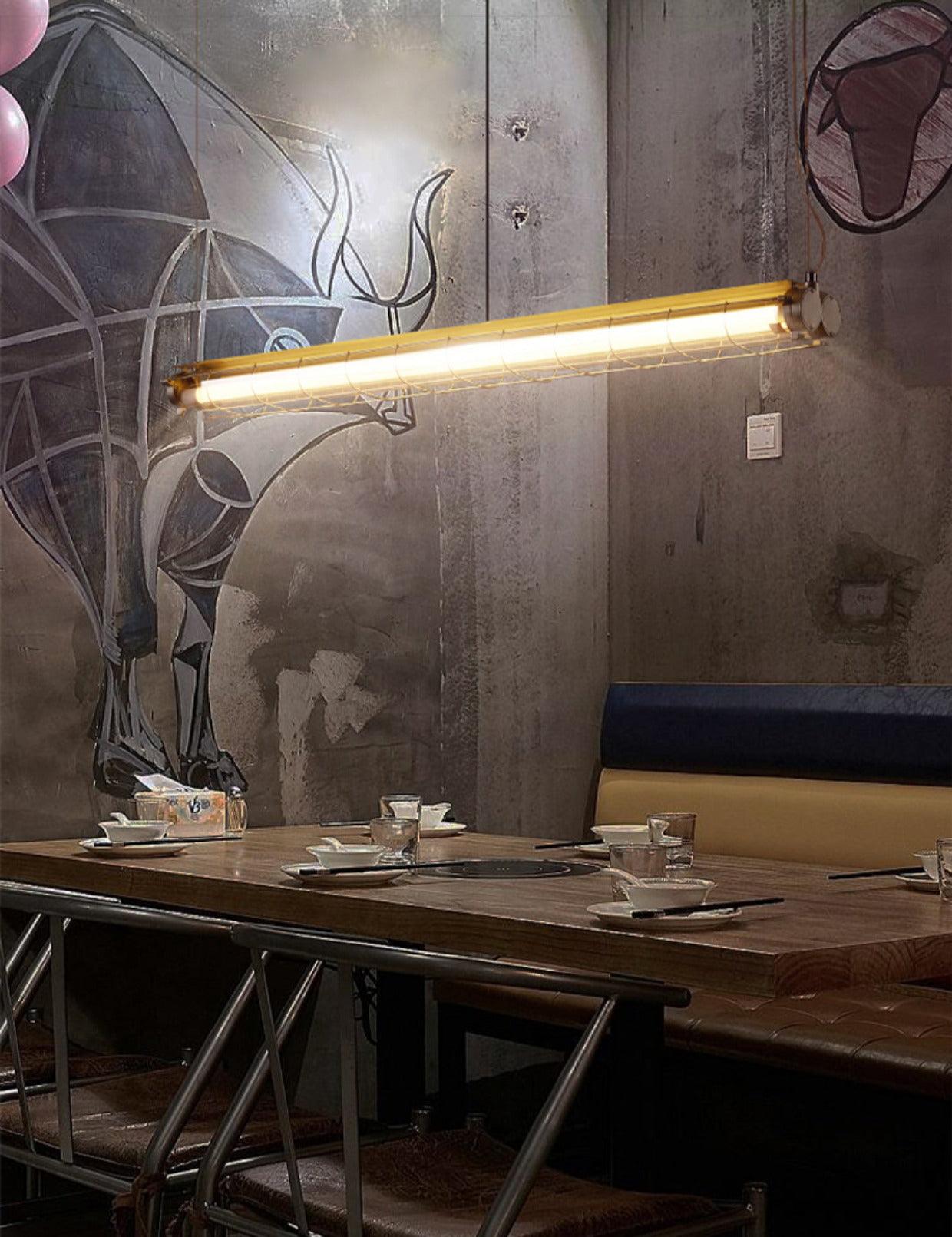 Modern Linear LED Ceiling Light – Polished Metal & Glass Finish