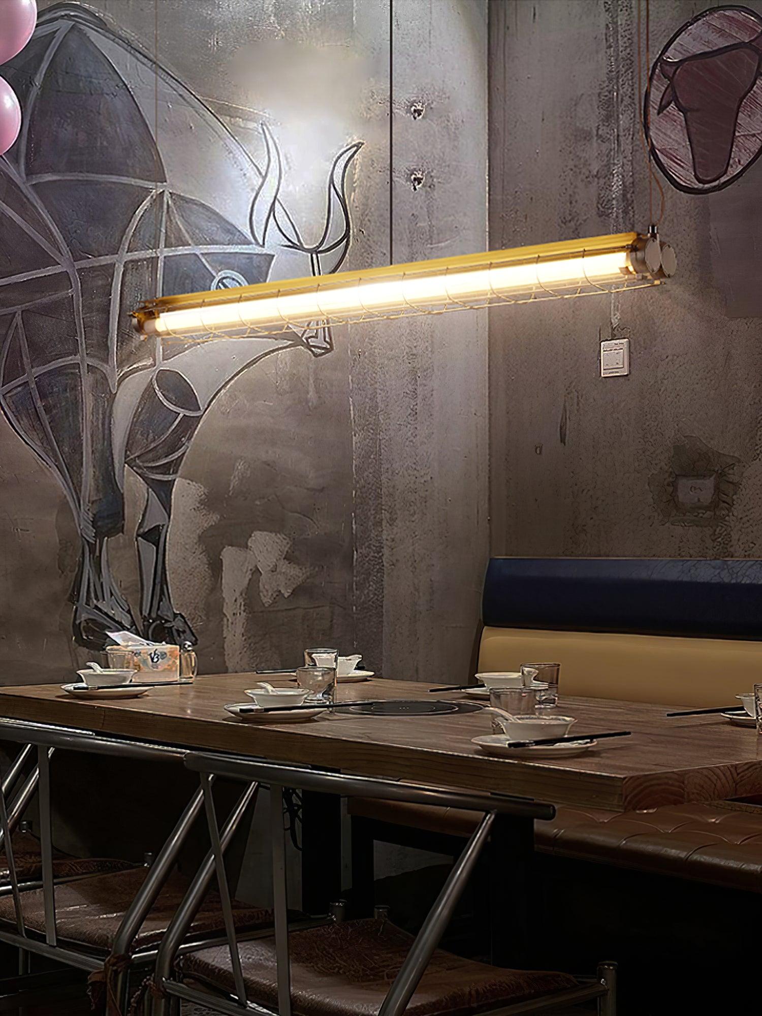 Modern Linear LED Ceiling Light – Polished Metal & Glass Finish