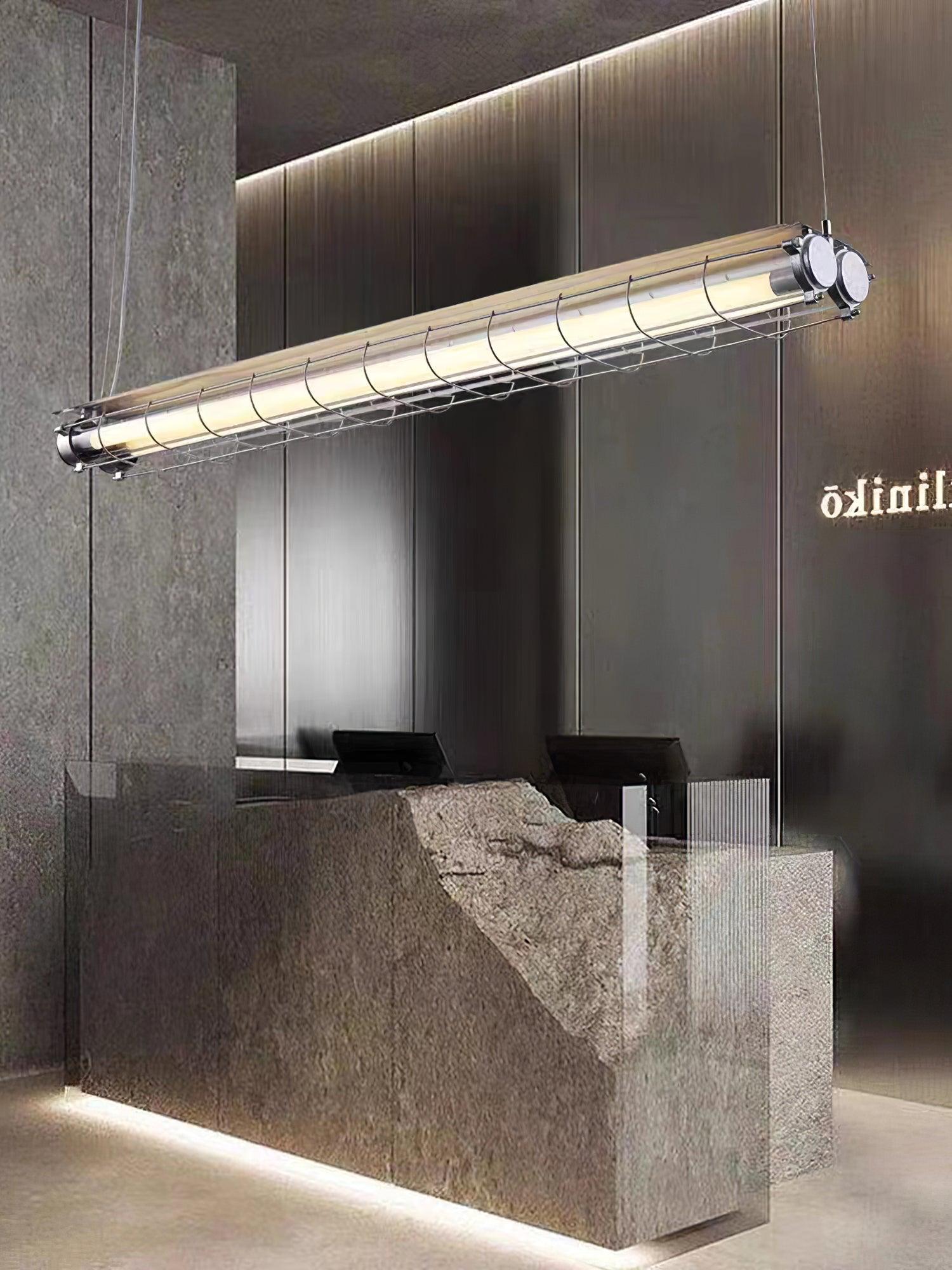 Modern Linear LED Ceiling Light – Polished Metal & Glass Finish