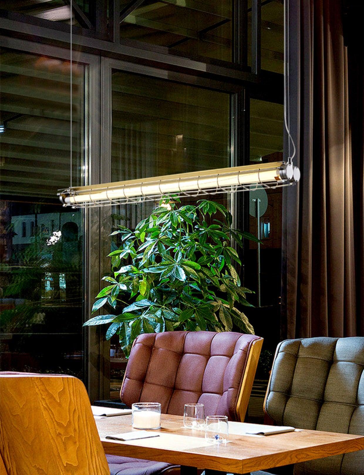 Modern Linear LED Ceiling Light – Polished Metal & Glass Finish
