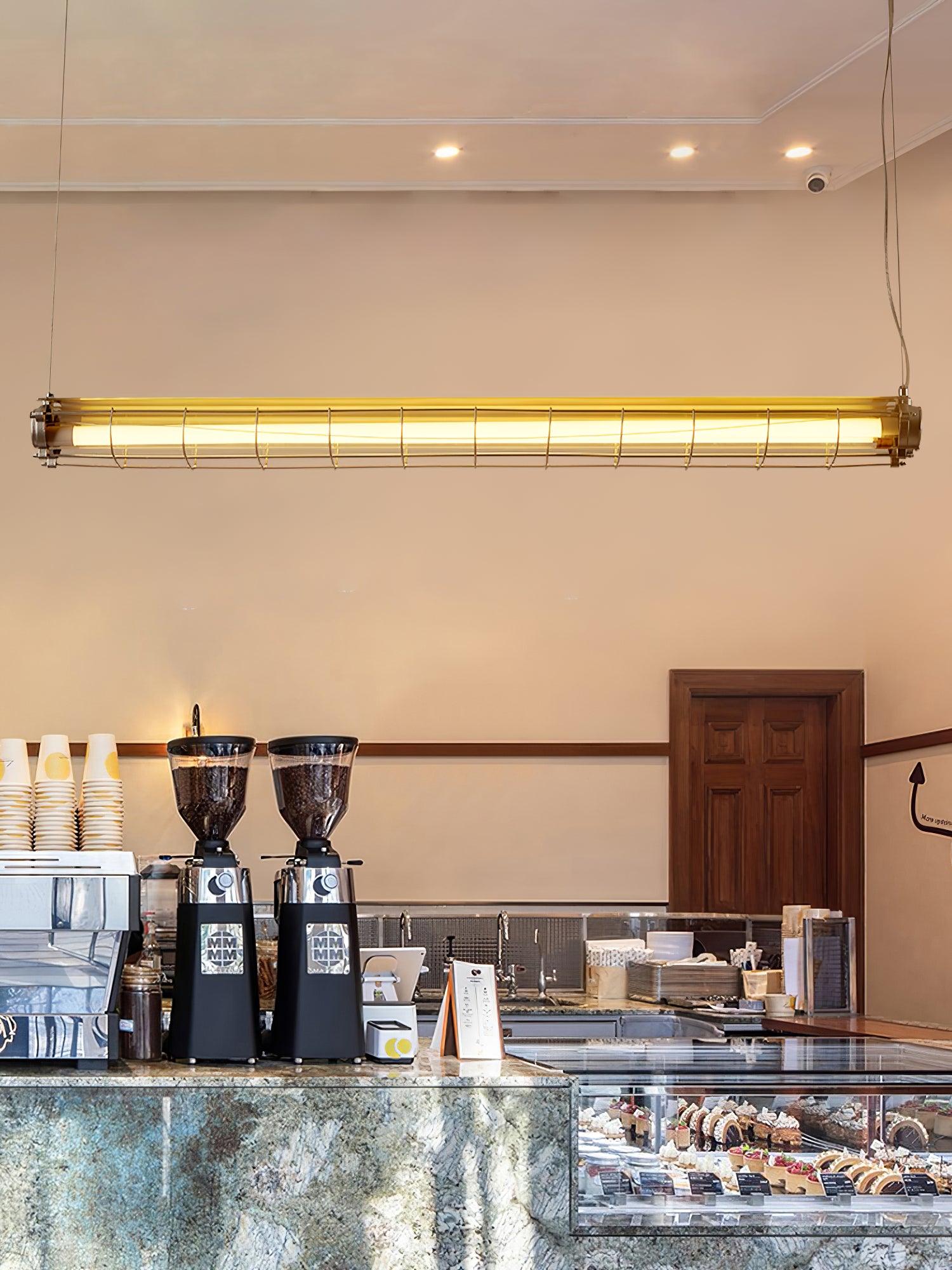 Modern Linear LED Ceiling Light – Polished Metal & Glass Finish