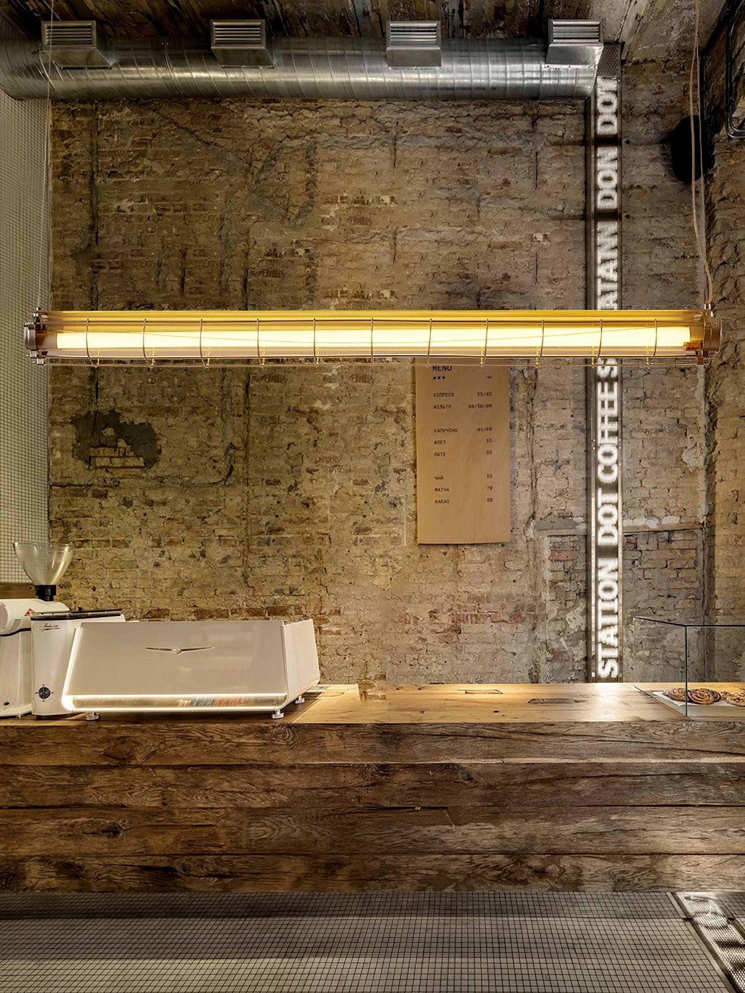 Modern Linear LED Ceiling Light – Polished Metal & Glass Finish