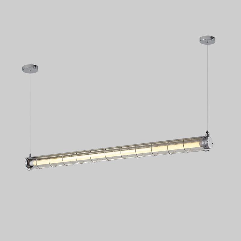 Modern Linear LED Ceiling Light – Polished Metal & Glass Finish