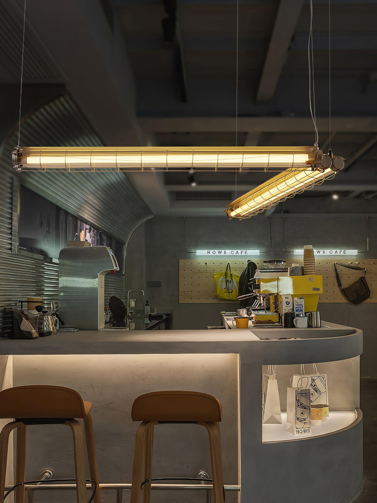 Modern Linear LED Ceiling Light – Polished Metal & Glass Finish