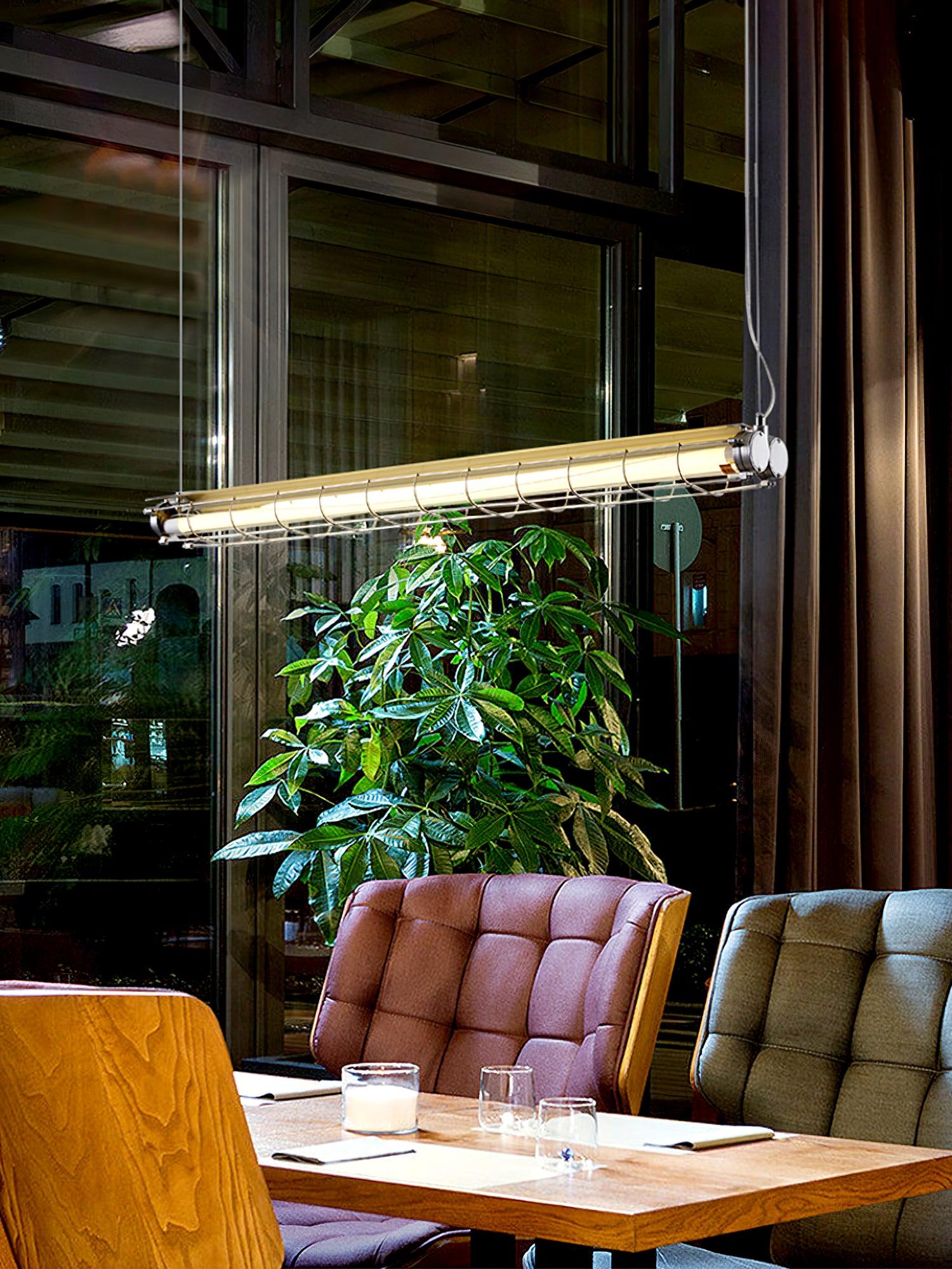 Modern Linear LED Ceiling Light – Polished Metal & Glass Finish