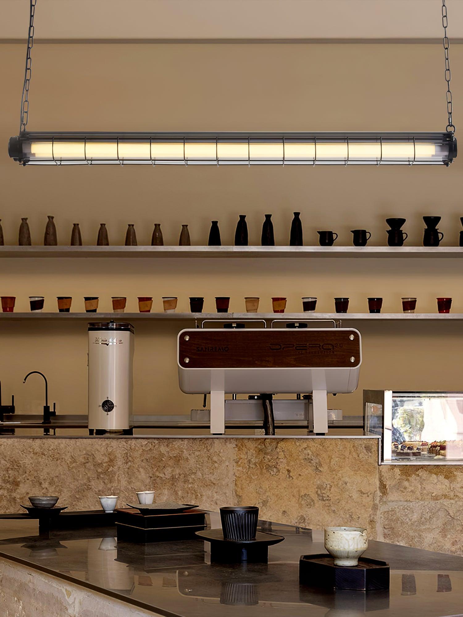 Modern Linear LED Ceiling Light – Polished Metal & Glass Finish
