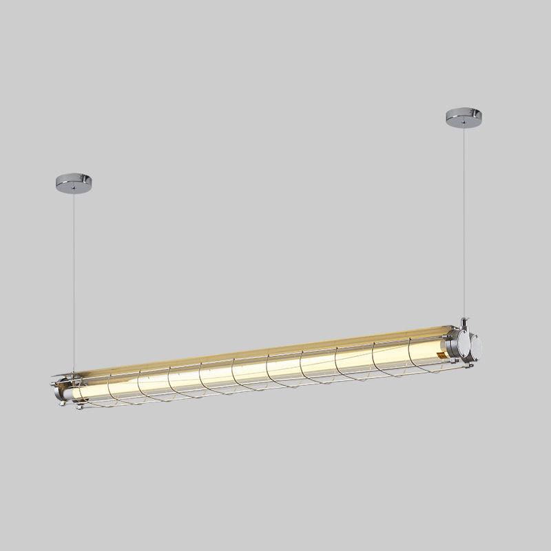 Modern Linear LED Ceiling Light – Polished Metal & Glass Finish
