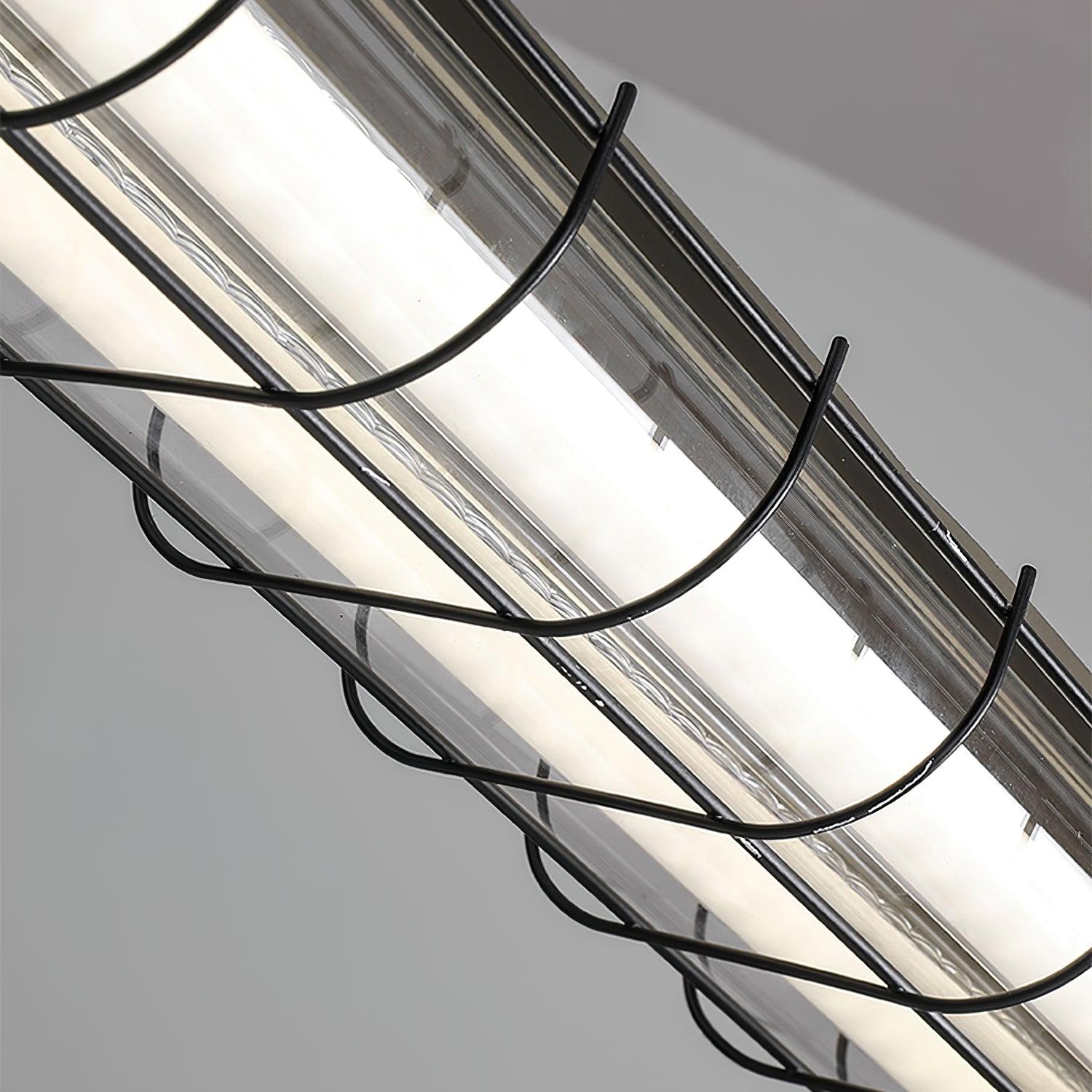 Modern Linear LED Ceiling Light – Polished Metal & Glass Finish