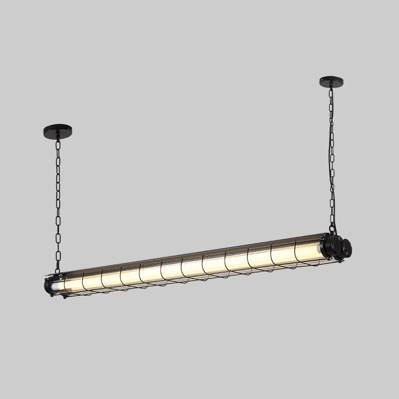 Modern Linear LED Ceiling Light – Polished Metal & Glass Finish